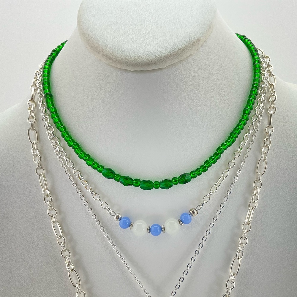 Colorful Necklace Set, Handmade, Art Glass, Crystals, Vtg Beads, Lamp Work Beads - Picture 4 of 11